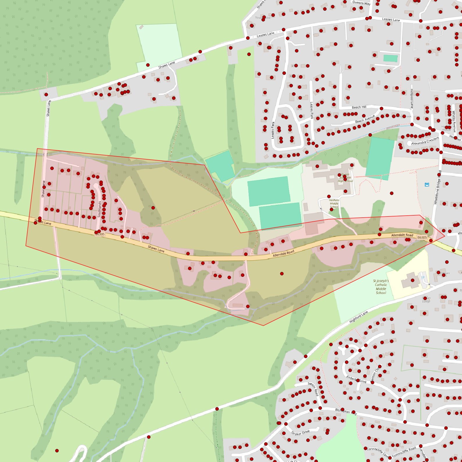 Build area boundary map