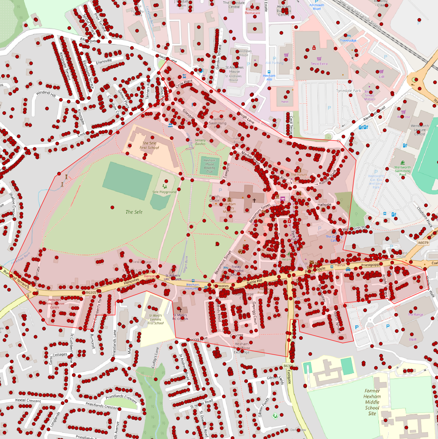 Build area boundary map